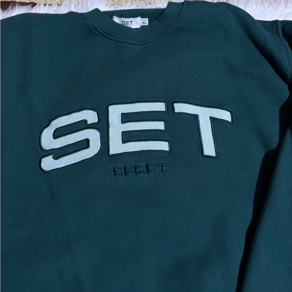 SET Active XL Midweight Sweats Staple Crewneck Nocturnal Sweatshirt Green SETmas - Picture 10 of 10